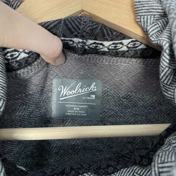 Woolrich Womens Hooded Pullover Sweater With Patterned Stripes gray black casual - Picture 3 of 6